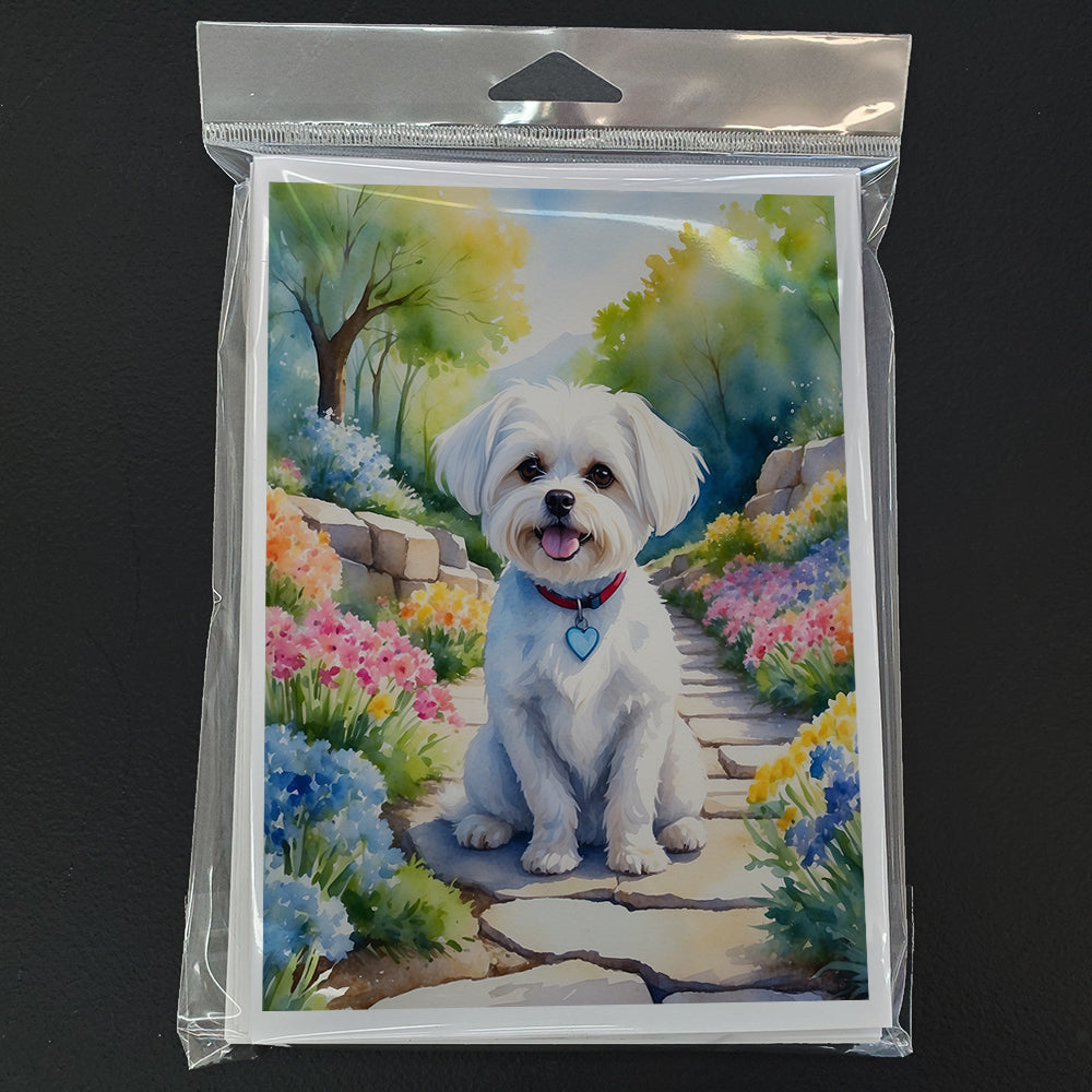Maltese Spring Path Greeting Cards Pack of 8