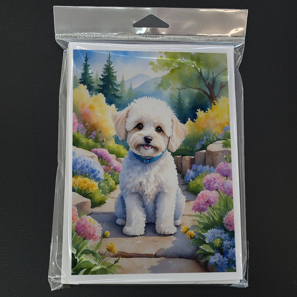 Maltipoo Spring Path Greeting Cards Pack of 8