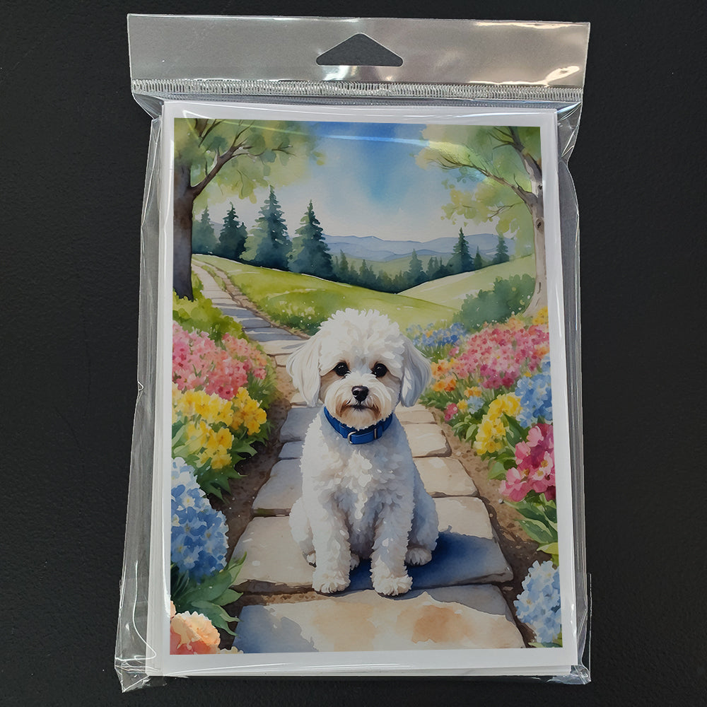 Maltipoo Spring Path Greeting Cards Pack of 8