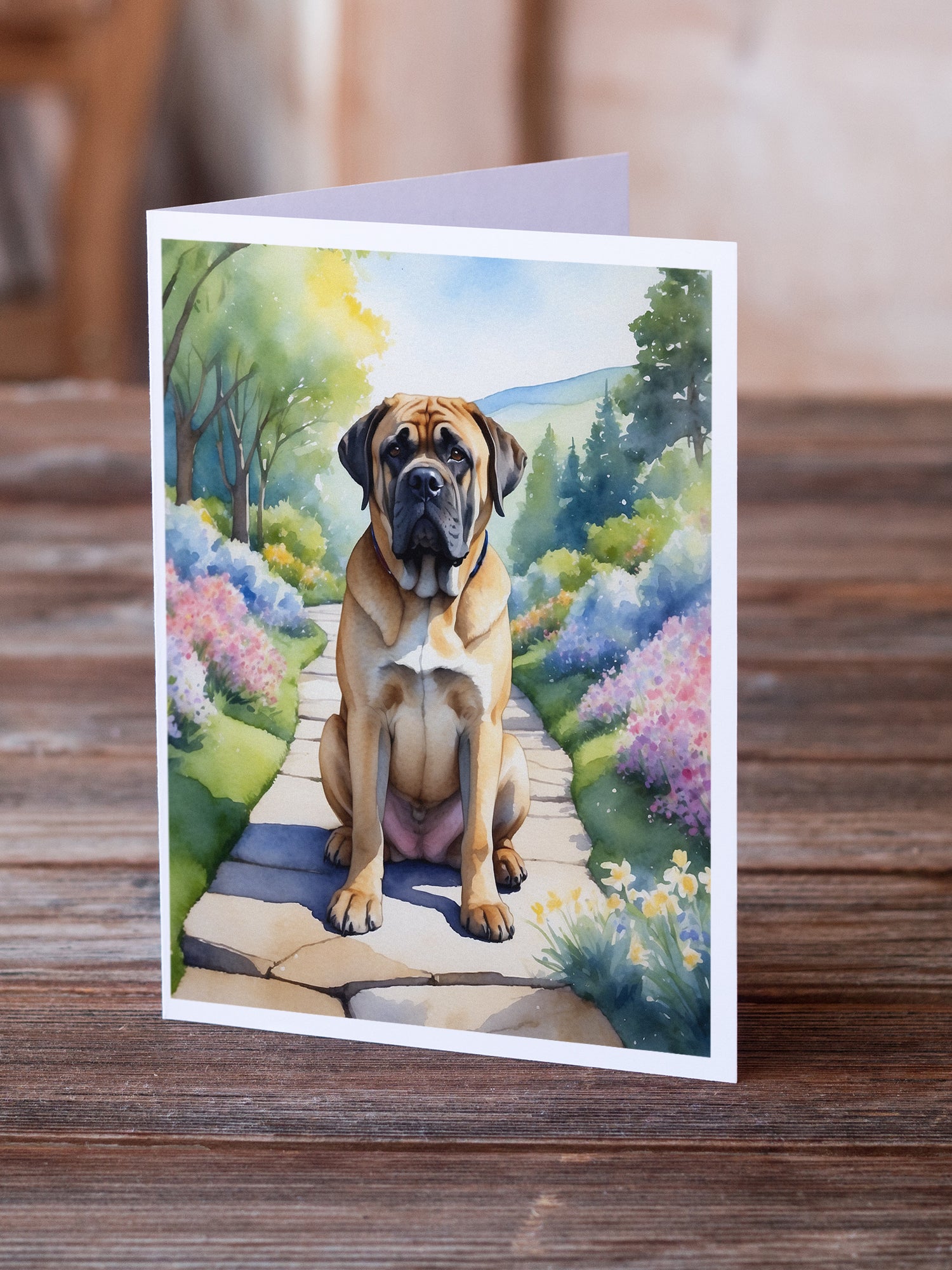 Mastiff Spring Path Greeting Cards Pack of 8
