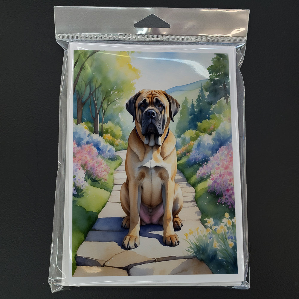 Mastiff Spring Path Greeting Cards Pack of 8