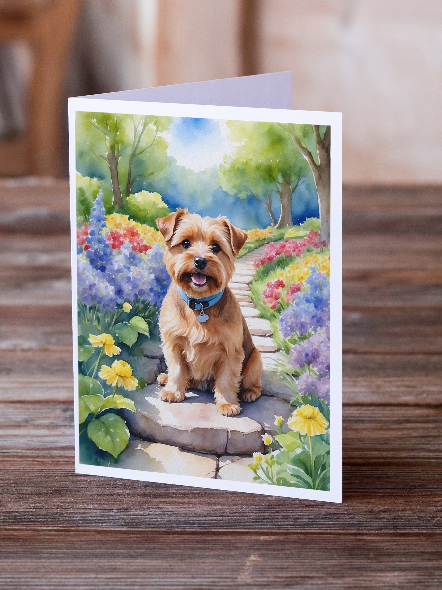 Norfolk Terrier Spring Path Greeting Cards Pack of 8
