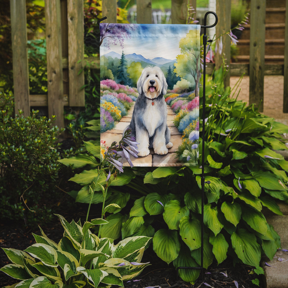 Caroline's Treasures Old English Sheepdog Spring Path Garden Flag – Dog-Themed Floral Outdoor Decor