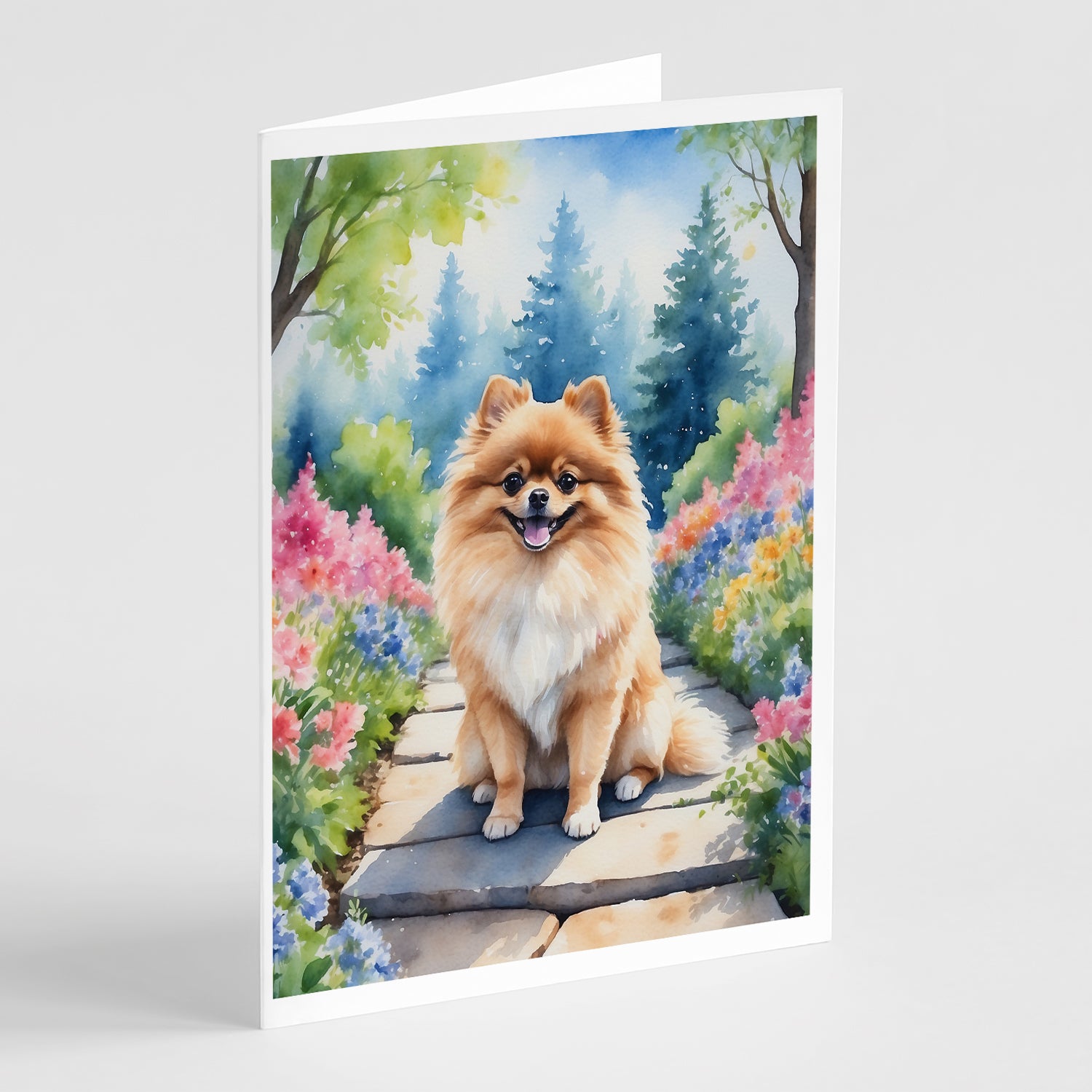 Buy this Pomeranian Spring Path Greeting Cards Pack of 8