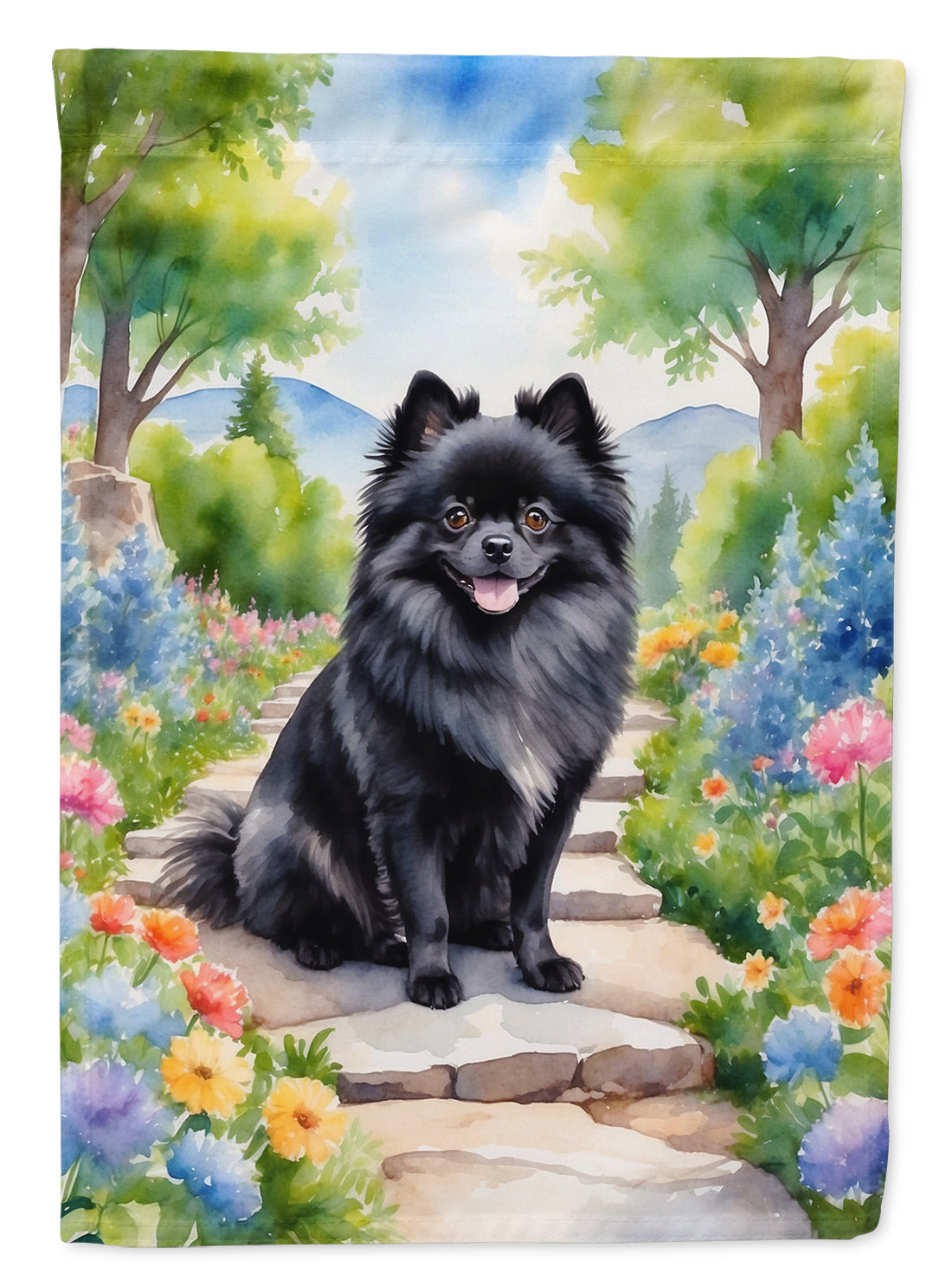 Buy this Pomeranian Spring Path House Flag