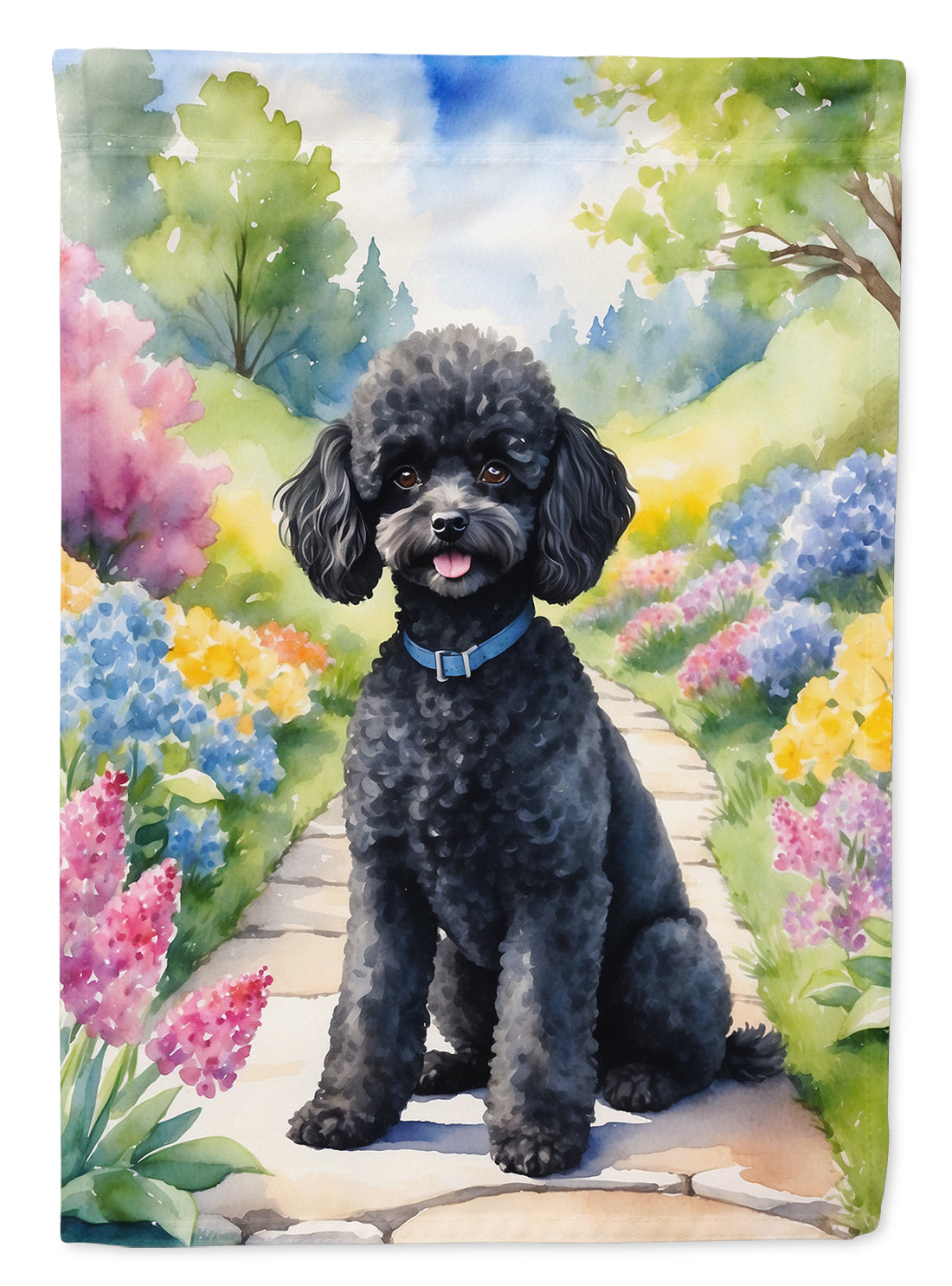 Buy this Black Poodle Spring Path House Flag