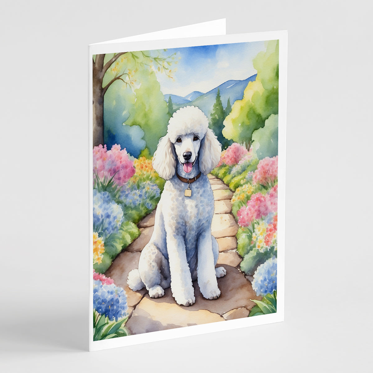 Buy this White Poodle Spring Path Greeting Cards Pack of 8