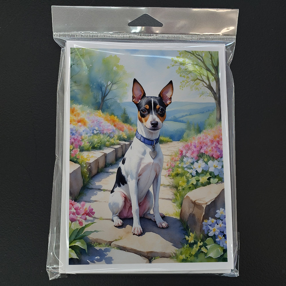 Rat Terrier Spring Path Greeting Cards Pack of 8