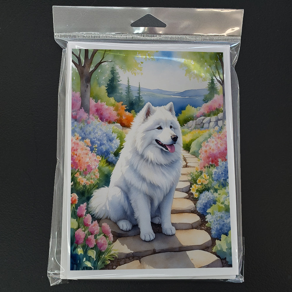 Samoyed Spring Path Greeting Cards Pack of 8
