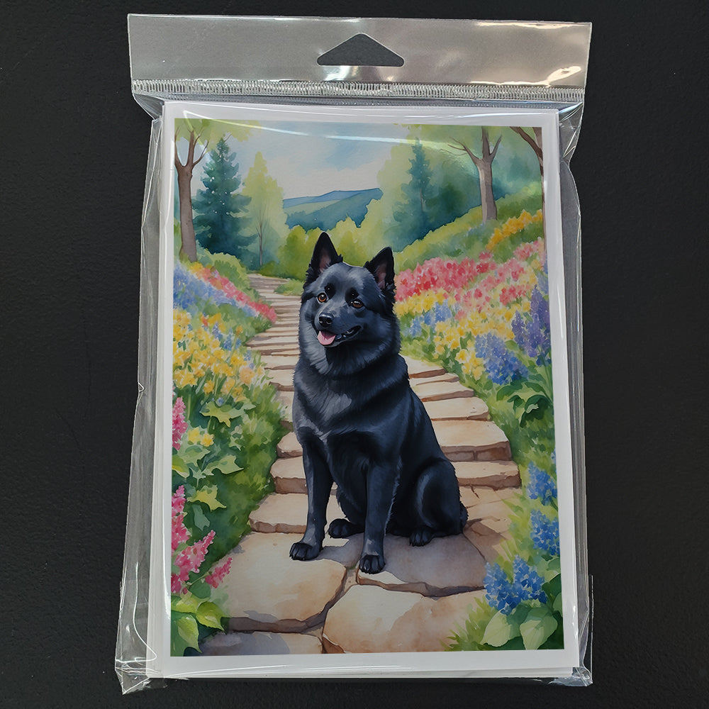 Schipperke Spring Path Greeting Cards Pack of 8
