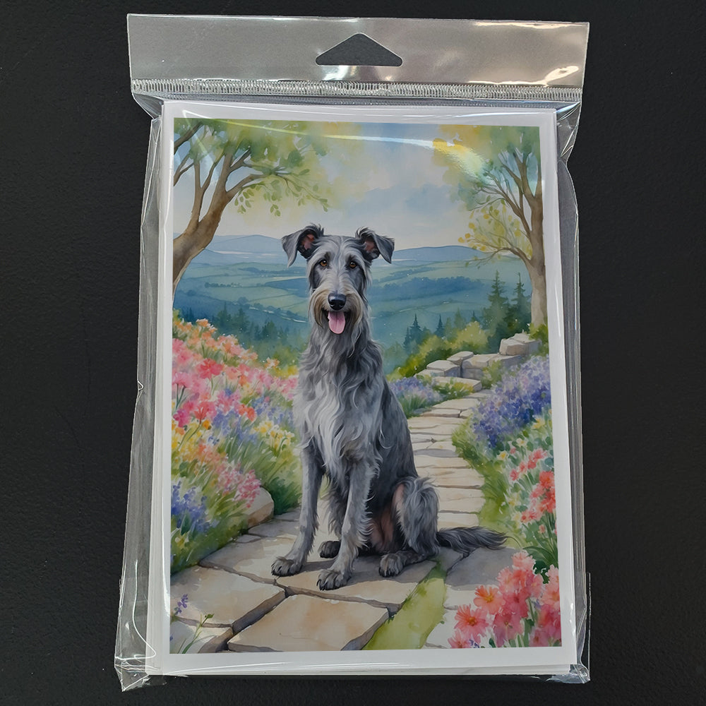 Scottish Deerhound Spring Path Greeting Cards Pack of 8