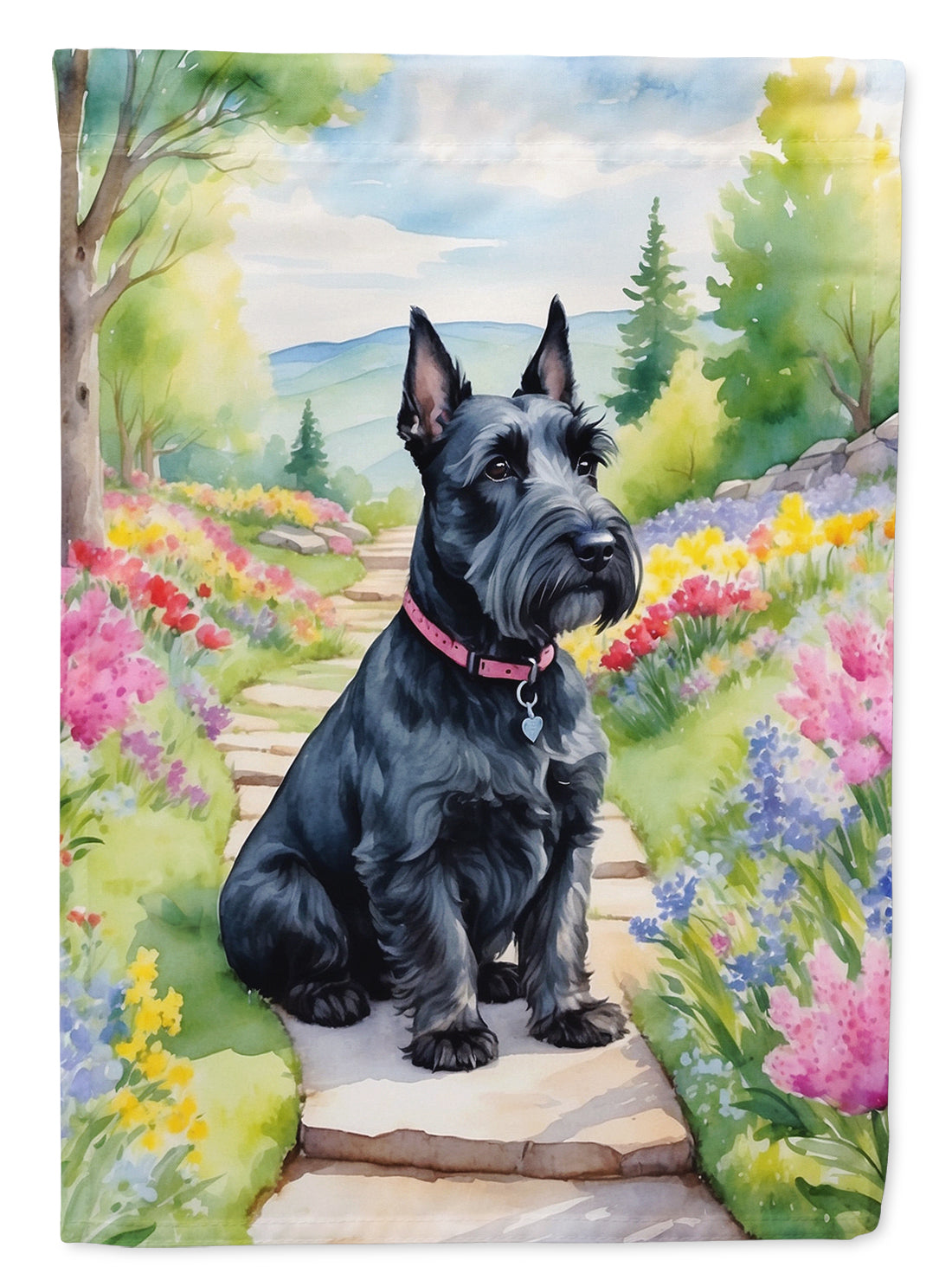 Buy this Scottish Terrier Spring Path House Flag