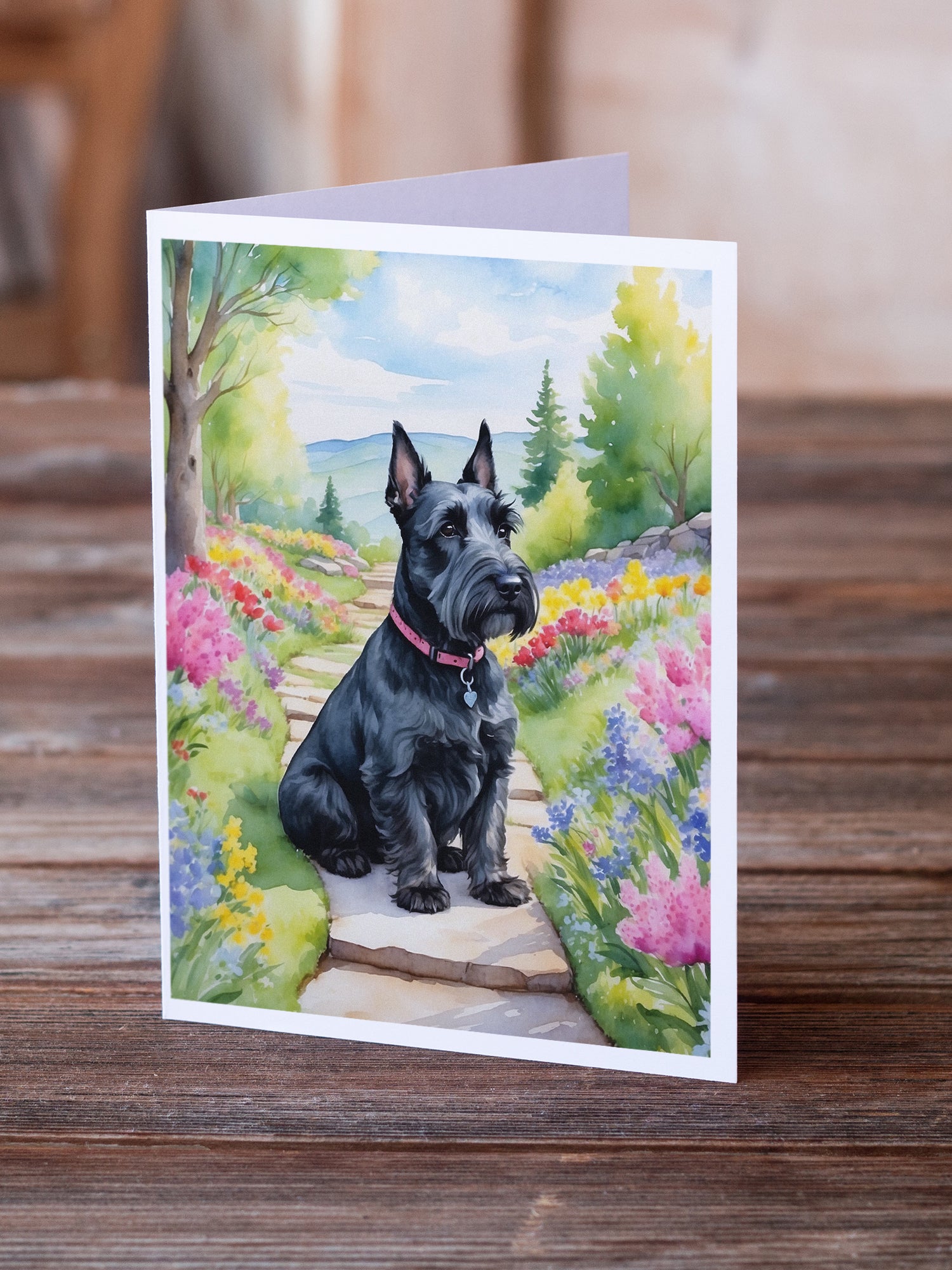 Buy this Scottish Terrier Spring Path Greeting Cards Pack of 8