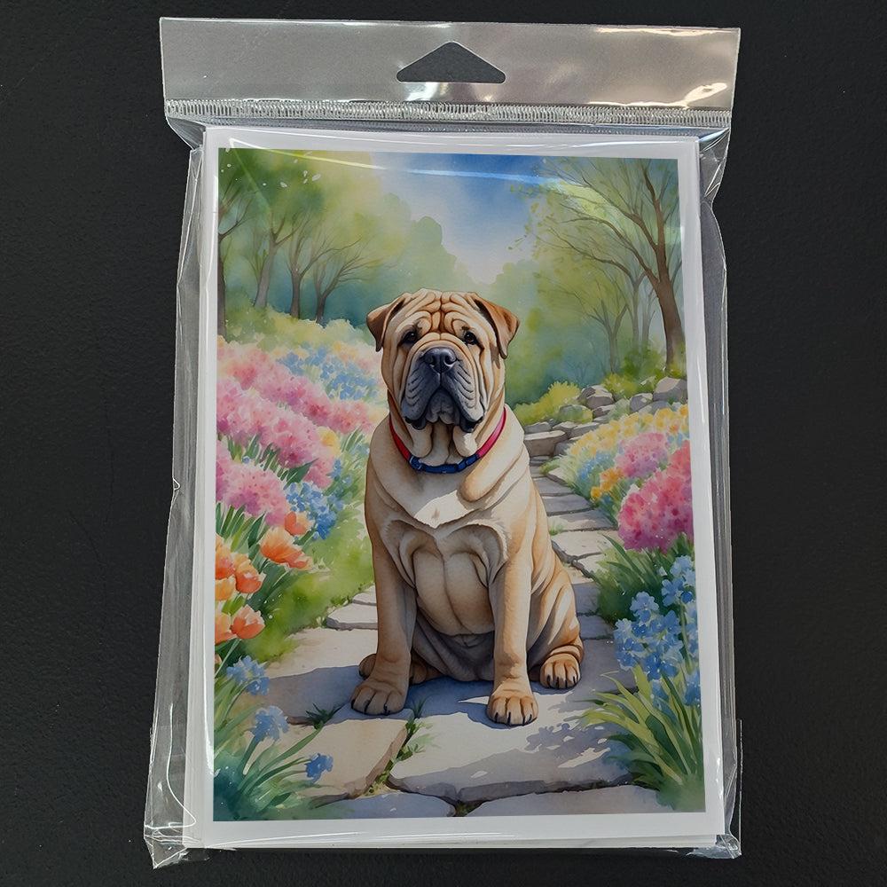 Shar Pei Spring Path Greeting Cards Pack of 8