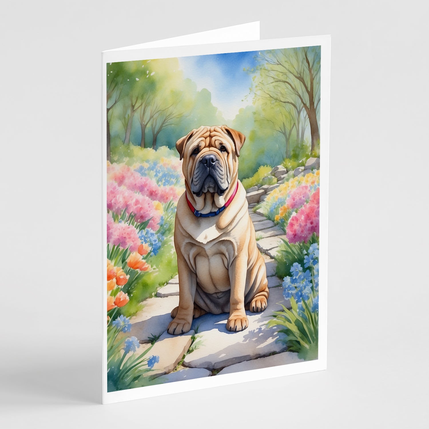 Buy this Shar Pei Spring Path Greeting Cards Pack of 8