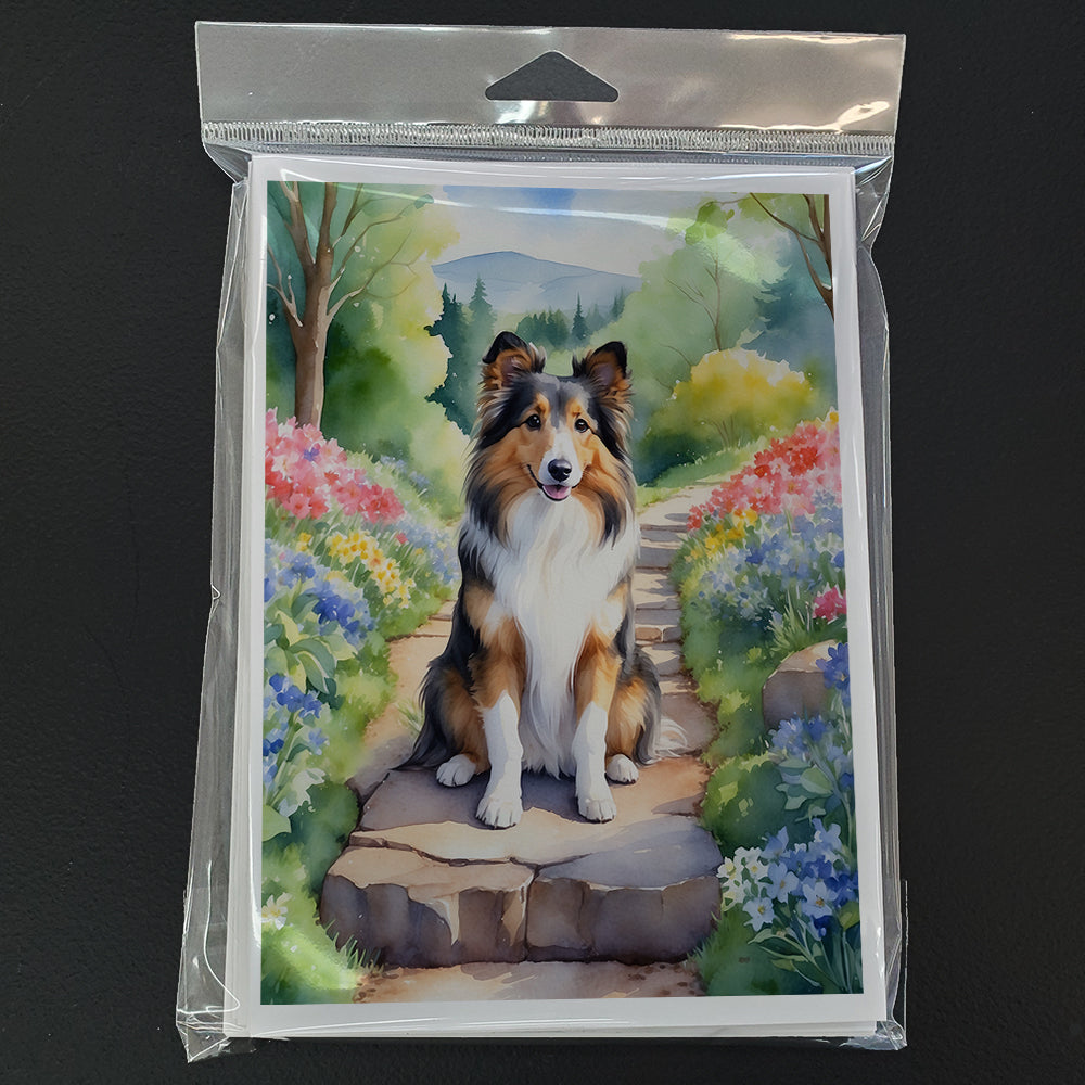 Sheltie Spring Path Greeting Cards Pack of 8