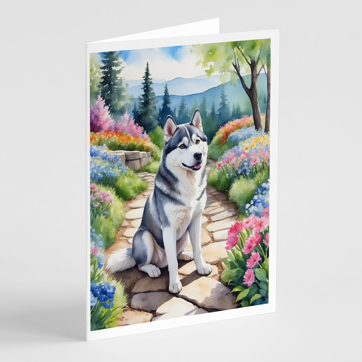 Buy this Siberian Husky Spring Path Greeting Cards Pack of 8