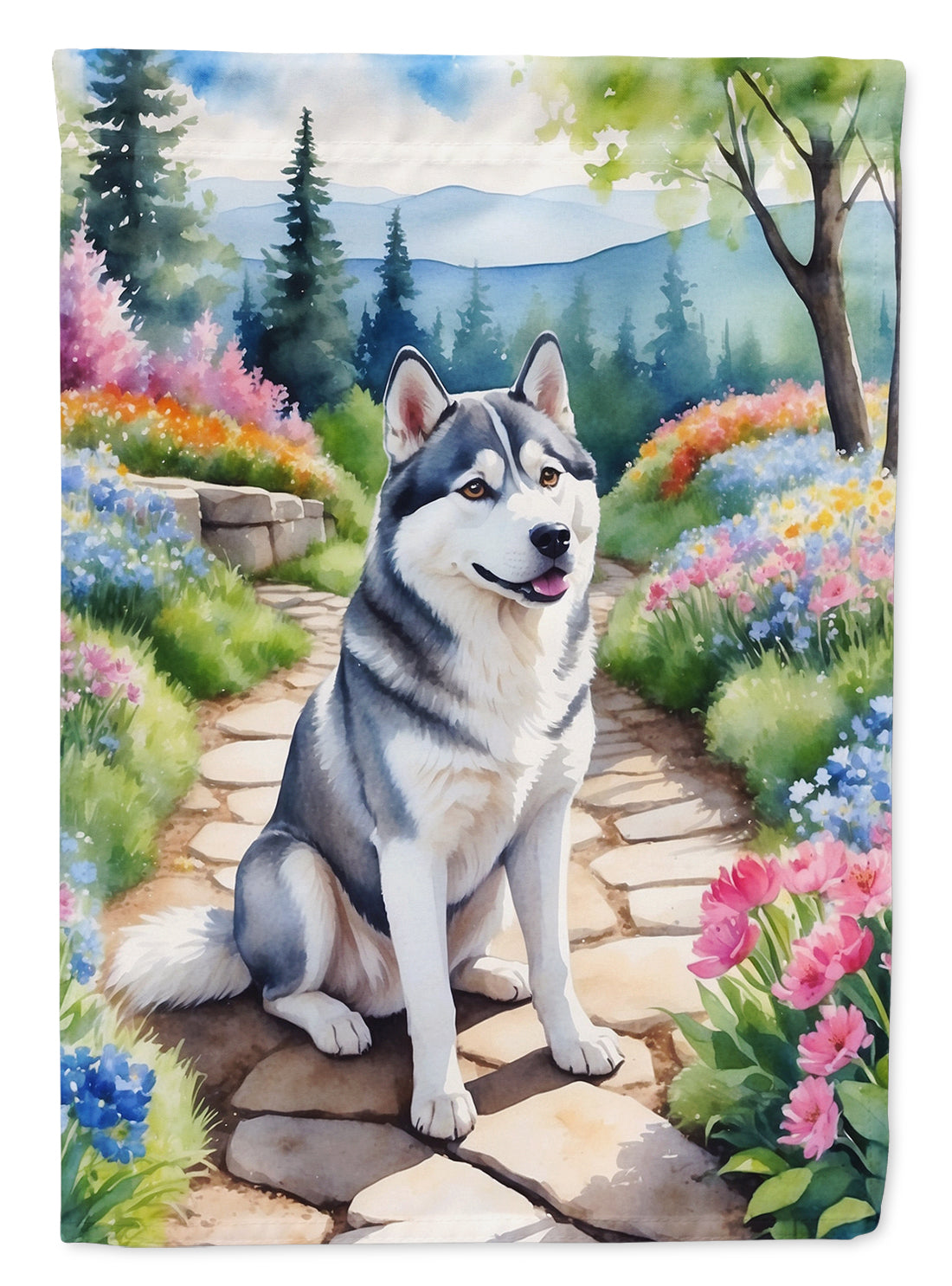 Buy this Siberian Husky Spring Path Garden Flag