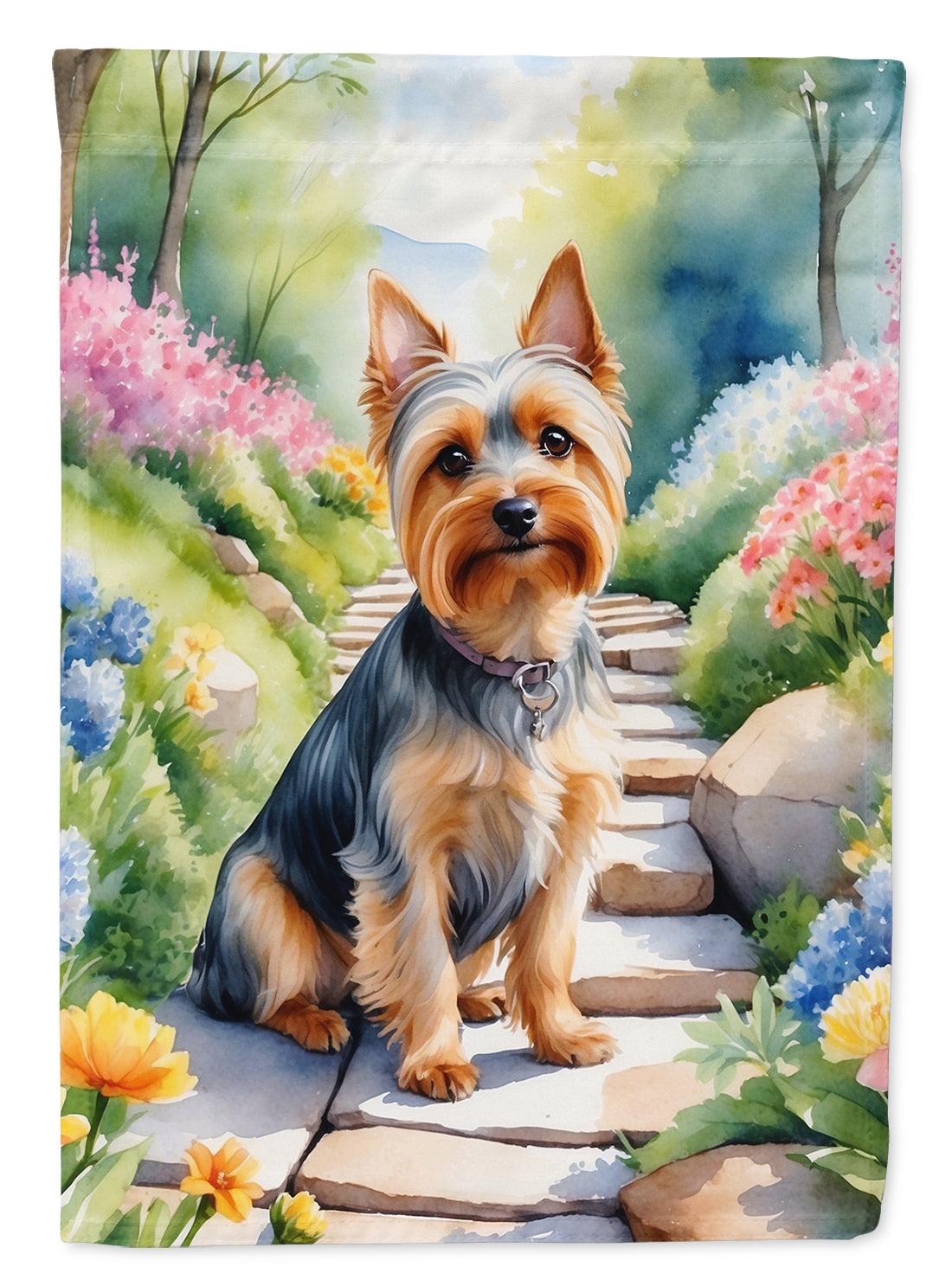 Buy this Silky Terrier Spring Path House Flag