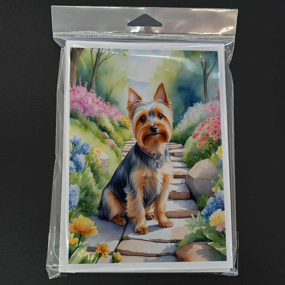 Silky Terrier Spring Path Greeting Cards Pack of 8