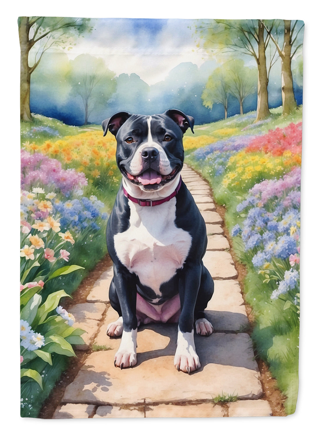 Buy this Staffordshire Bull Terrier Spring Path House Flag