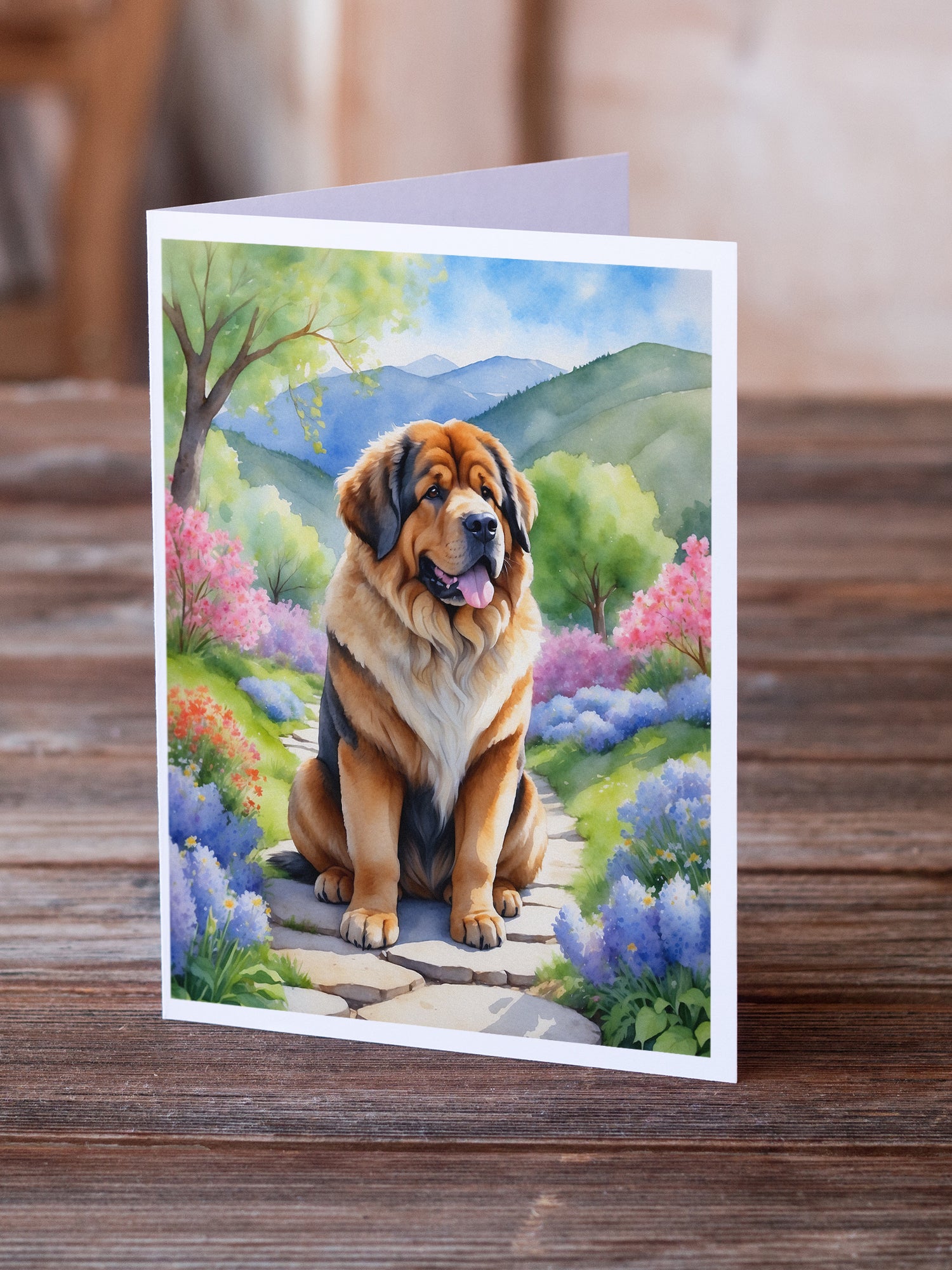Tibetan Mastiff Spring Path Greeting Cards Pack of 8