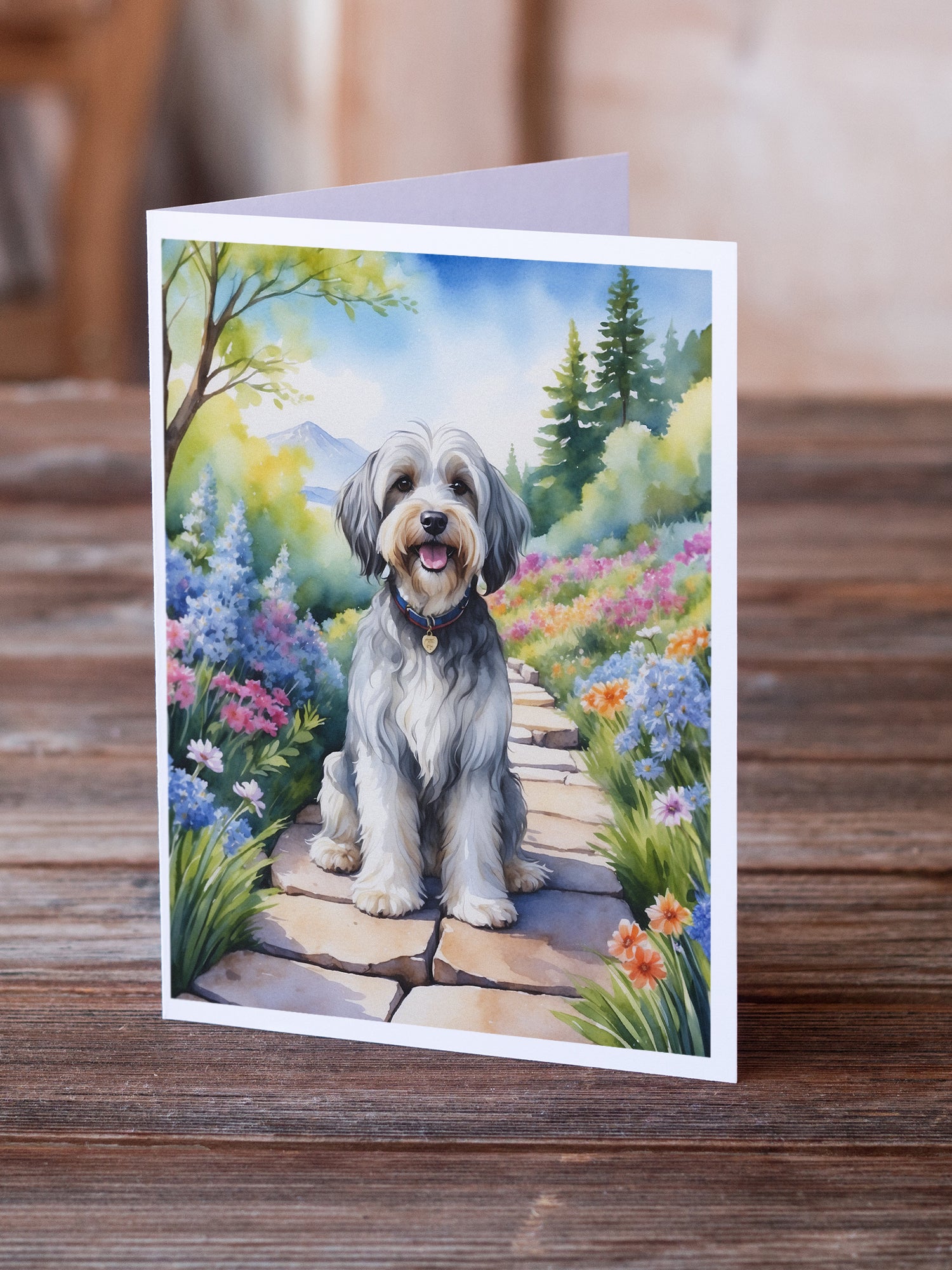 Tibetan Terrier Spring Path Greeting Cards Pack of 8
