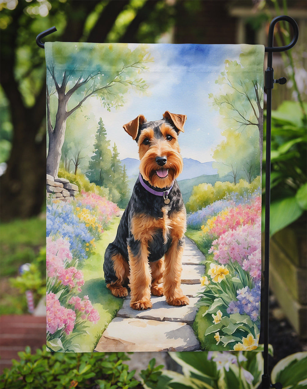 Welsh Terrier Spring Path Garden Flag