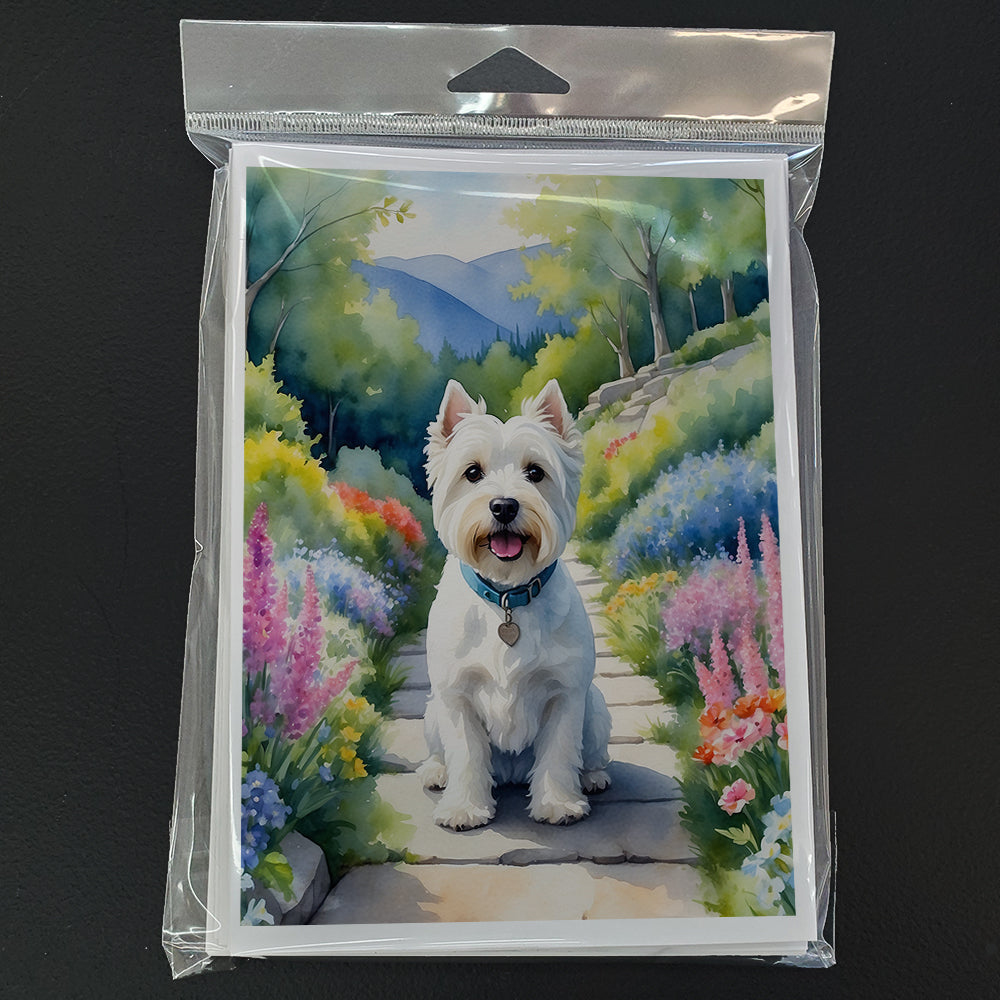 Westie Spring Path Greeting Cards Pack of 8