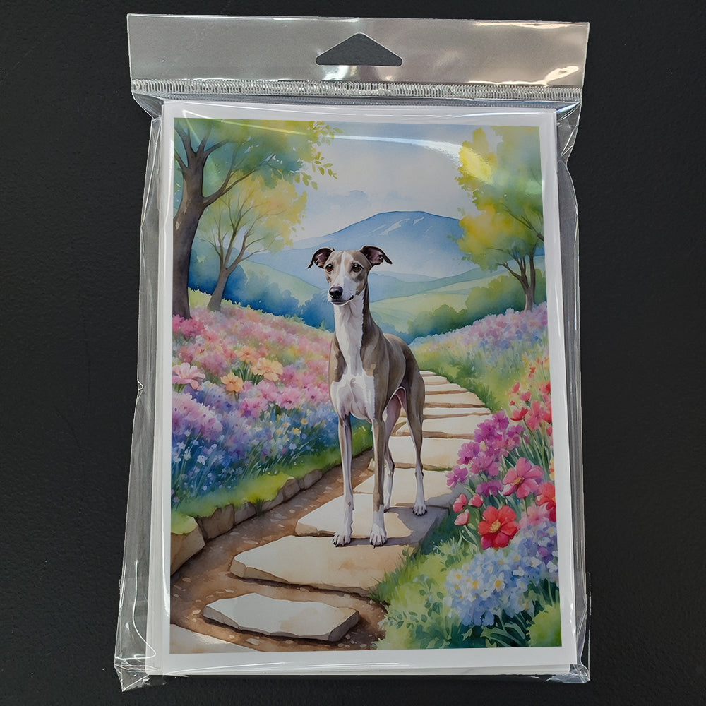 Whippet Spring Path Greeting Cards Pack of 8