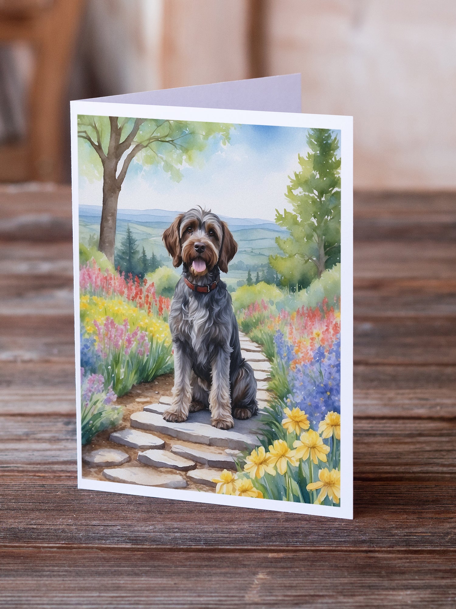 Buy this Wirehaired Pointing Griffon Spring Path Greeting Cards Pack of 8