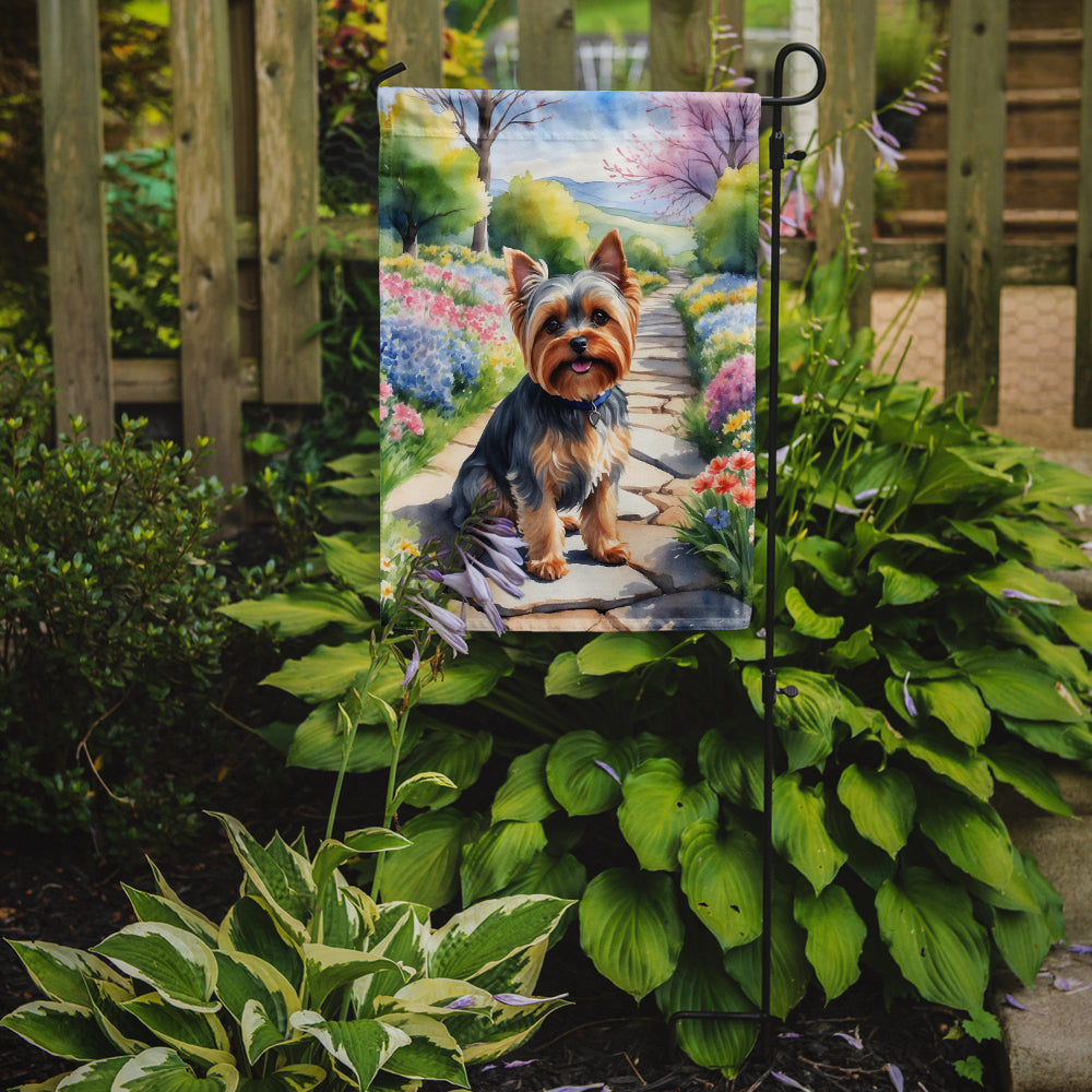 Yorkshire Terrier Spring Path Garden Flag