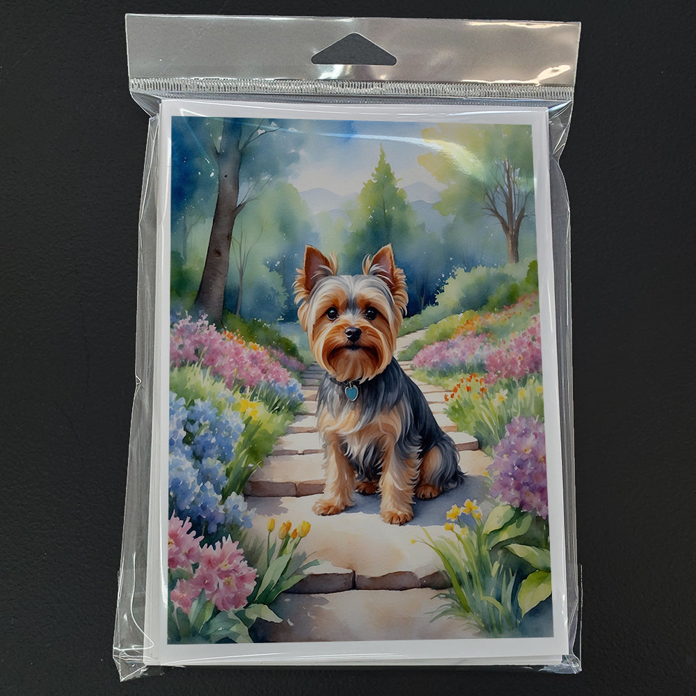 Yorkshire Terrier Spring Path Greeting Cards Pack of 8