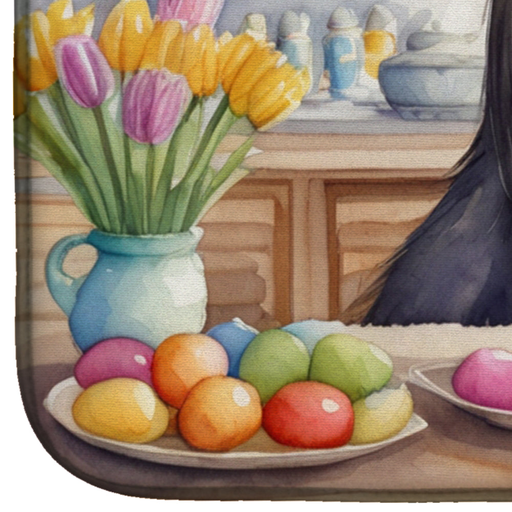 Decorating Easter Afghan Hound Dish Drying Mat