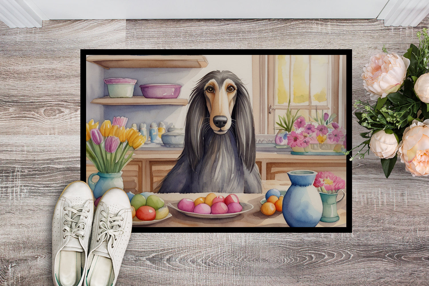 Buy this Decorating Easter Afghan Hound Doormat