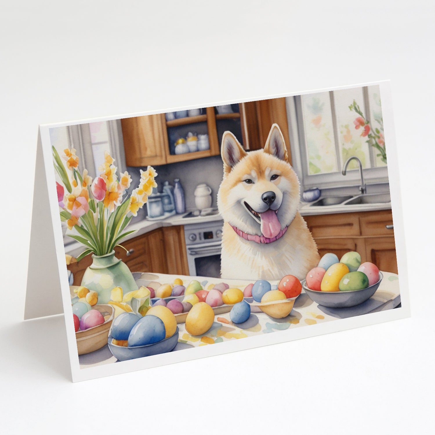 Buy this Decorating Easter Akita Greeting Cards Pack of 8