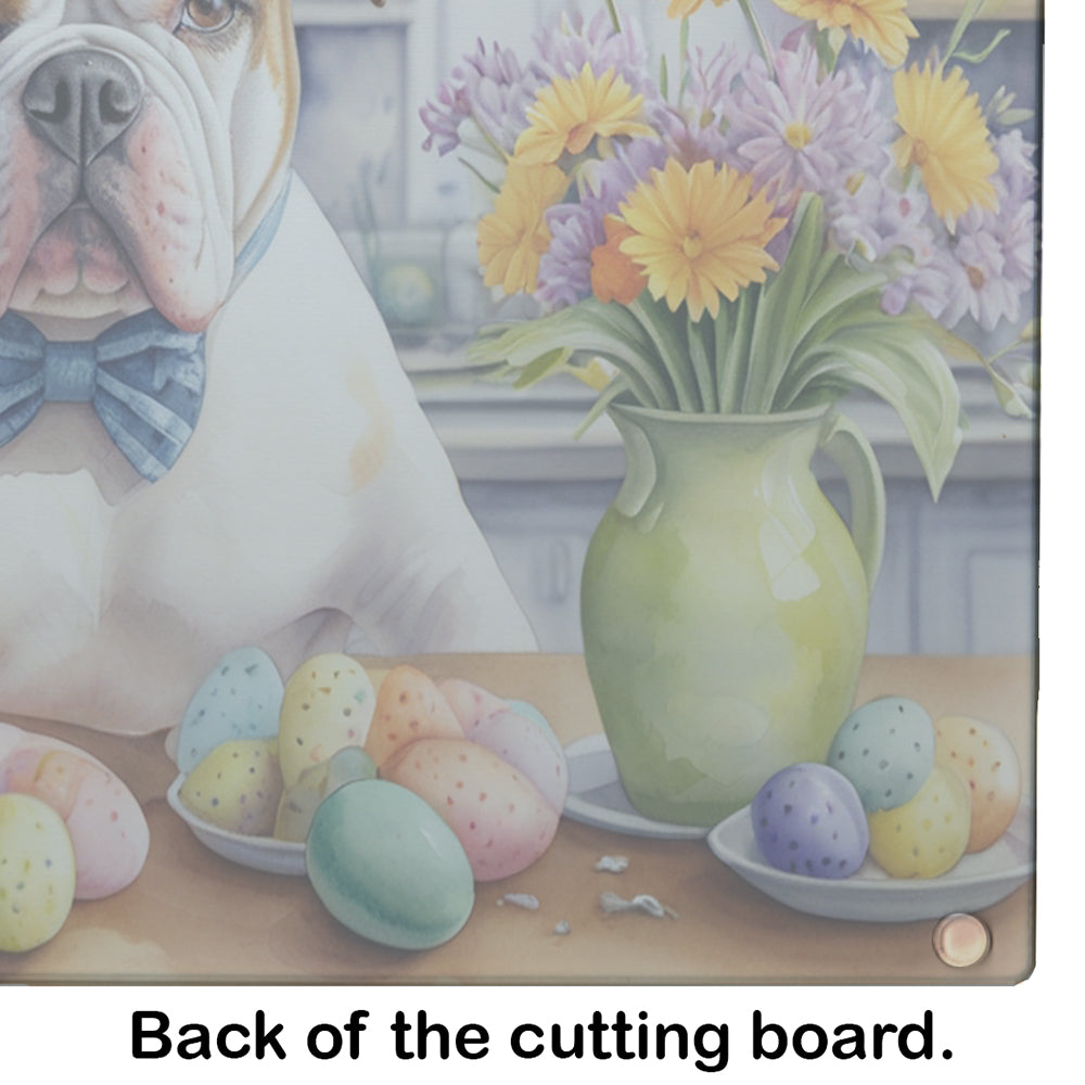 Decorating Easter American Bulldog Glass Cutting Board