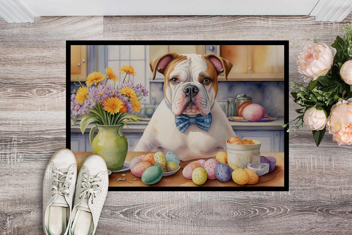 Caroline's Treasures Decorating Easter American Bulldog Doormat