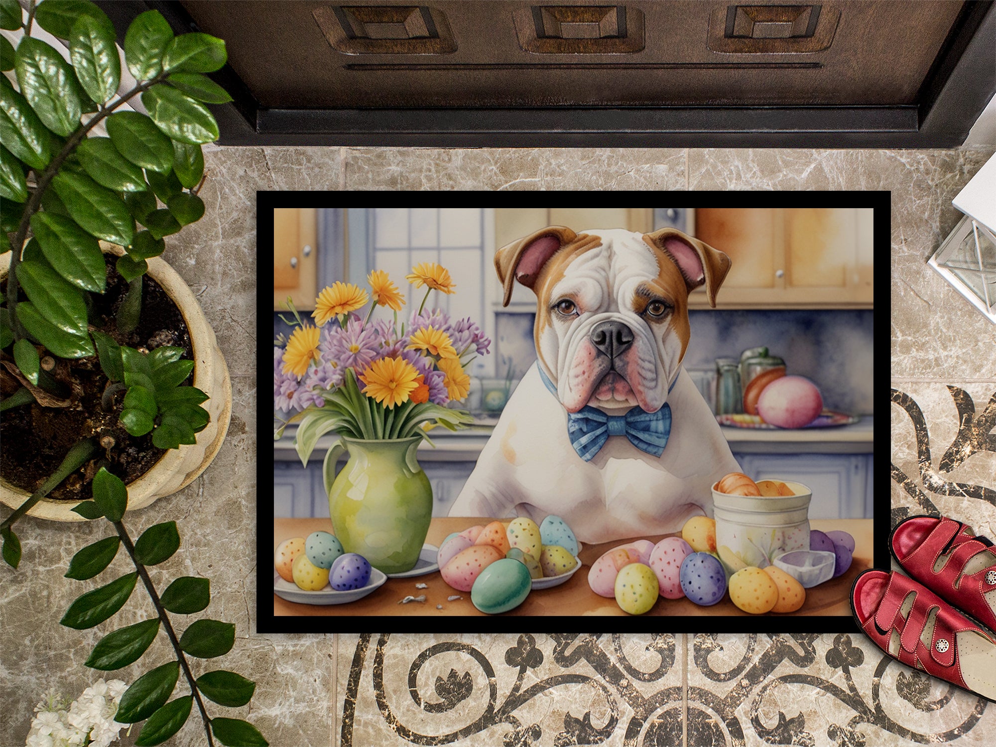 Decorating Easter American Bulldog Doormat