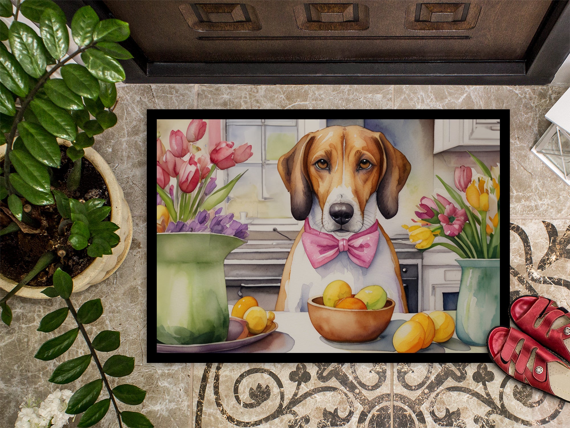 Decorating Easter American Foxhound Doormat