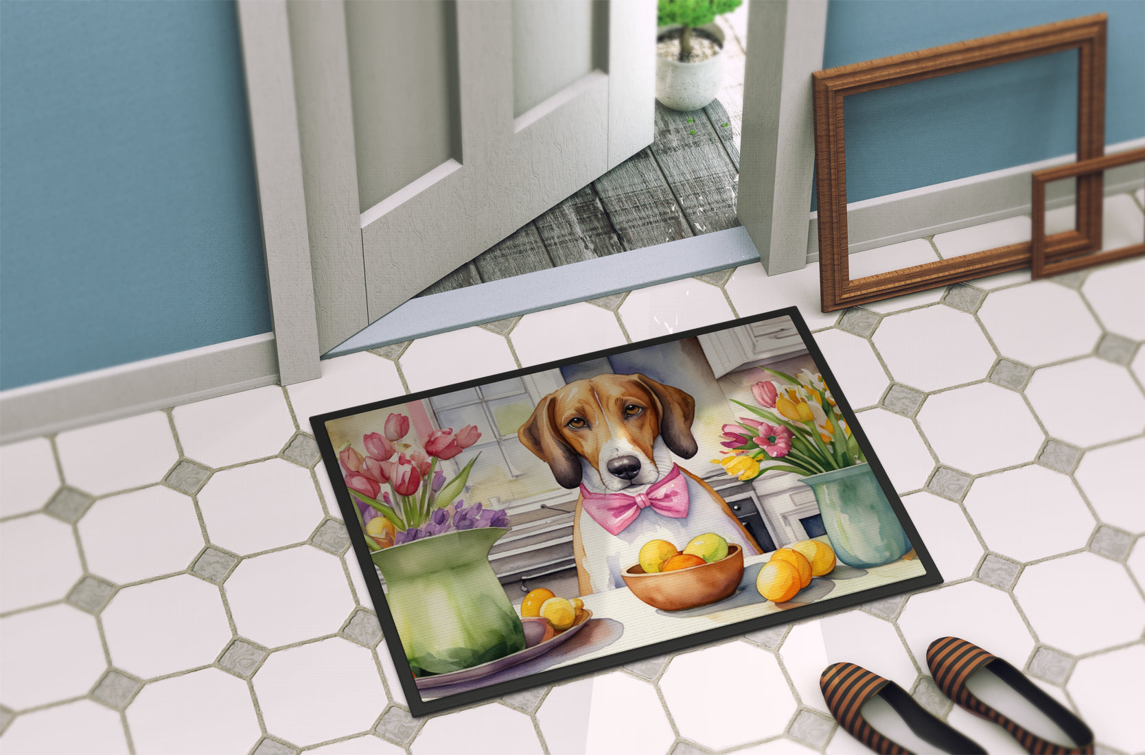 Decorating Easter American Foxhound Doormat