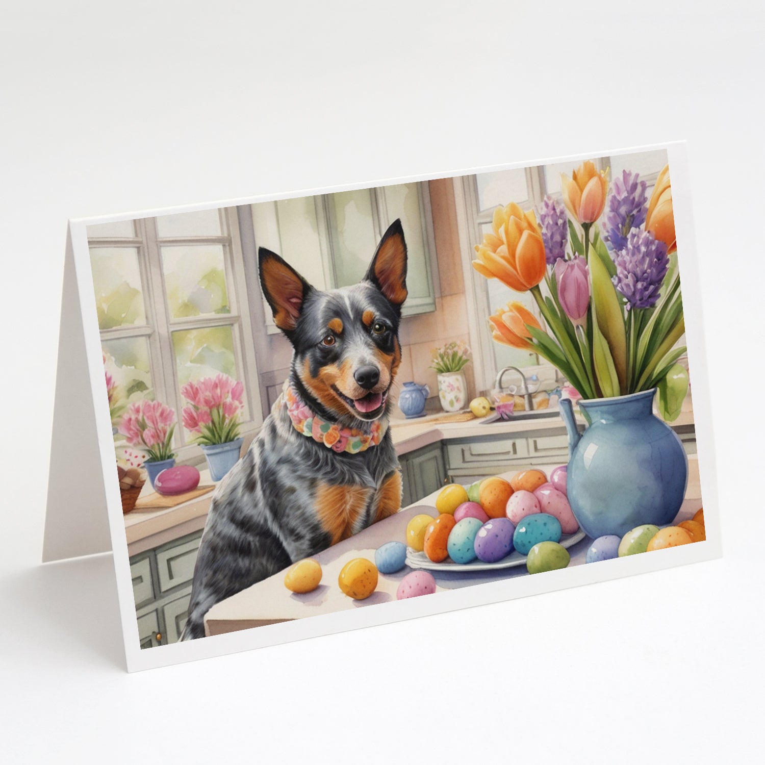 Buy this Decorating Easter Australian Cattle Dog Greeting Cards Pack of 8
