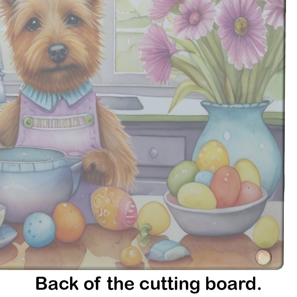 Decorating Easter Australian Terrier Glass Cutting Board