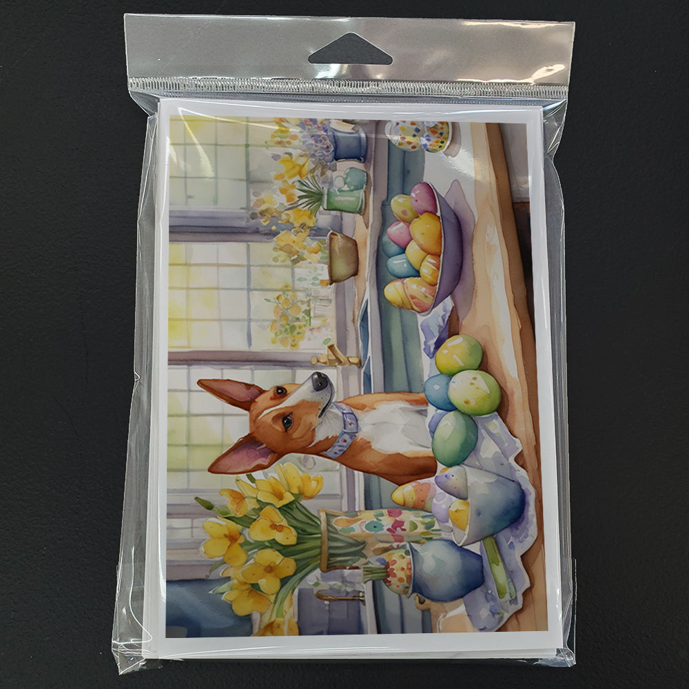 Decorating Easter Basenji Greeting Cards Pack of 8