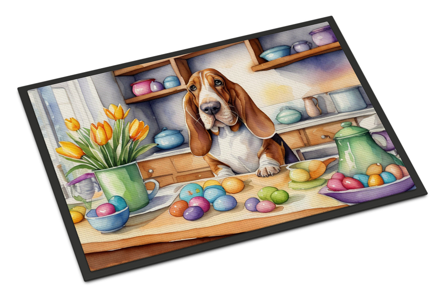 Buy this Decorating Easter Basset Hound Doormat