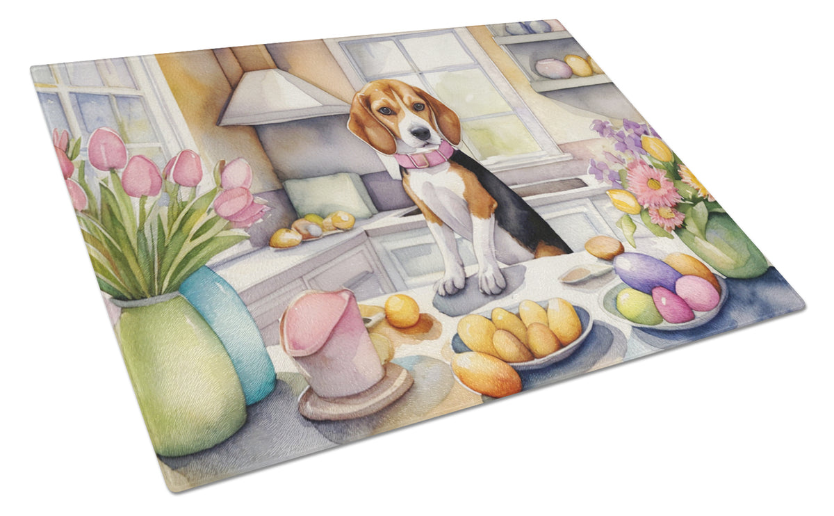Buy this Decorating Easter Beagle Glass Cutting Board