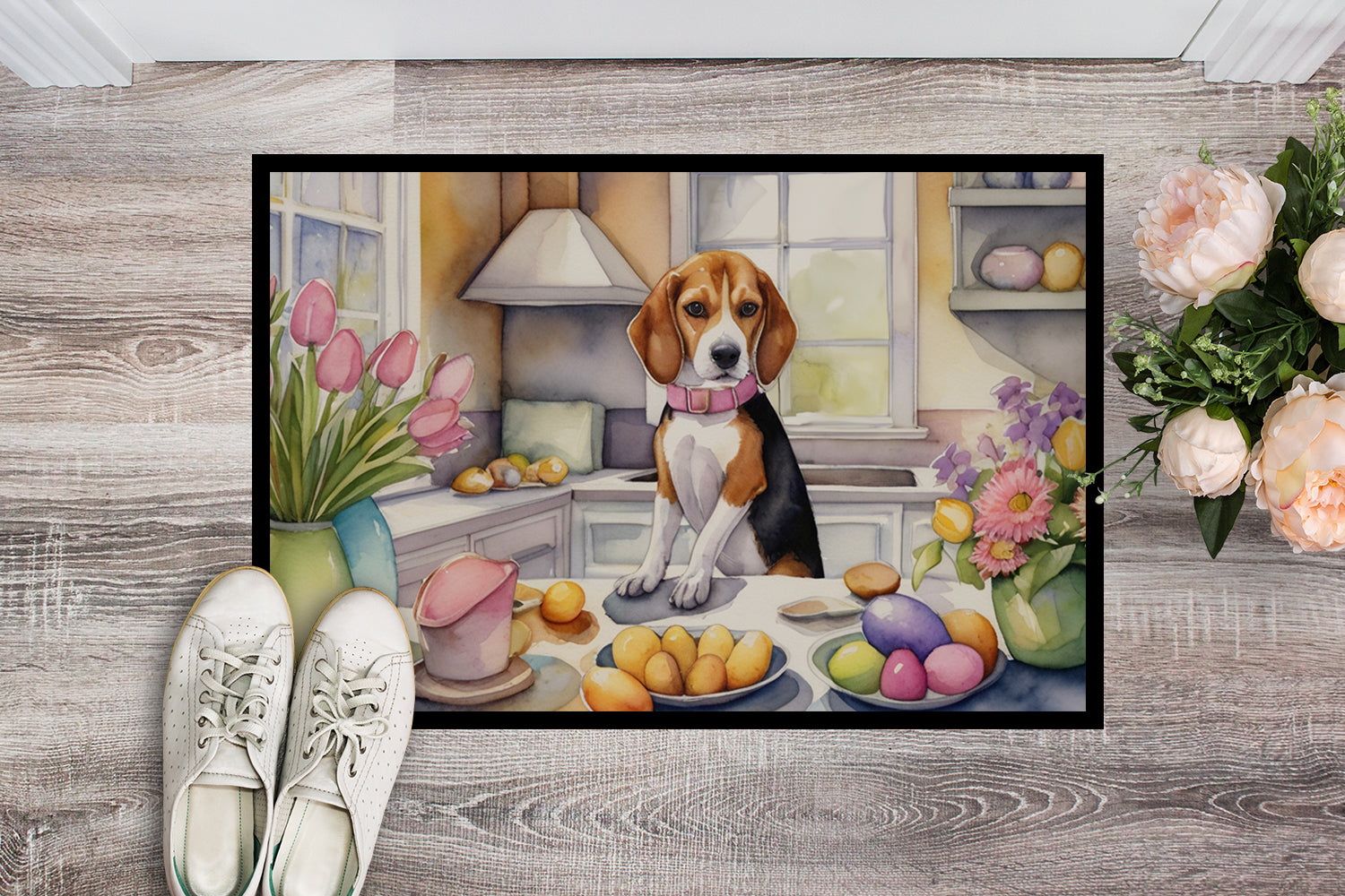 Decorating Easter Beagle Doormat