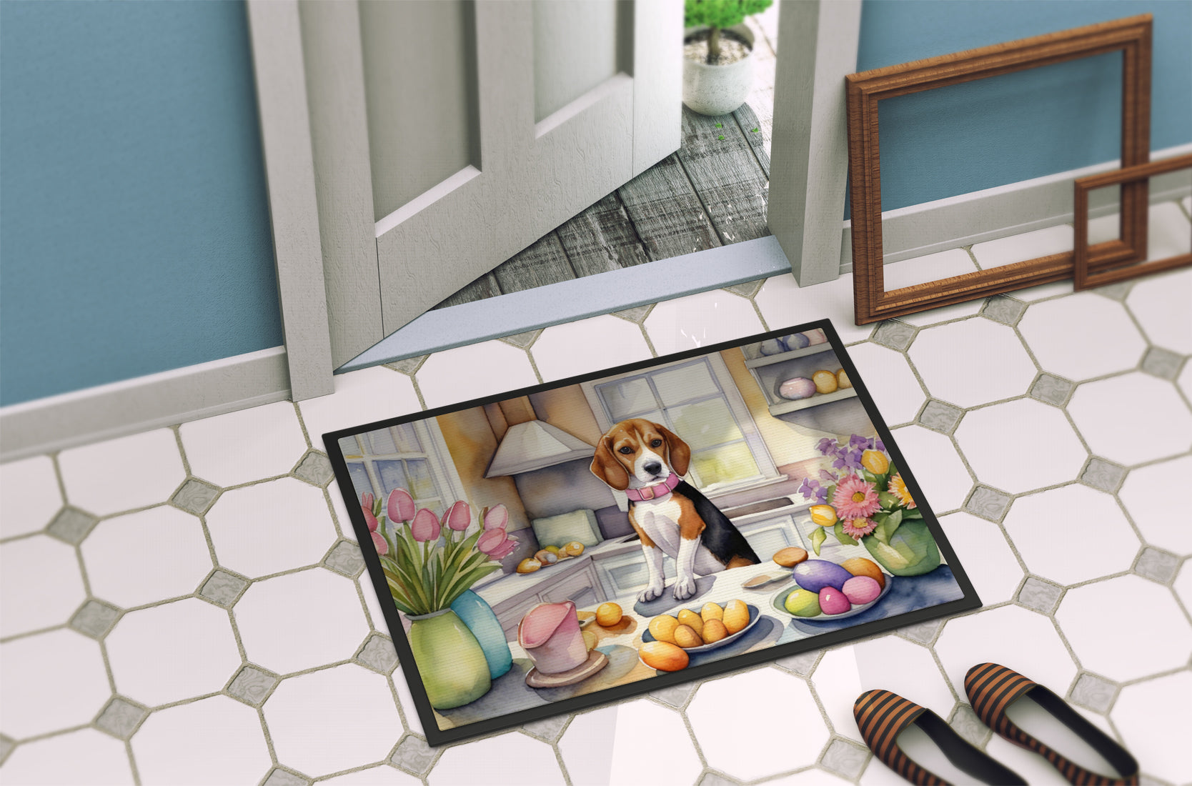 Decorating Easter Beagle Doormat