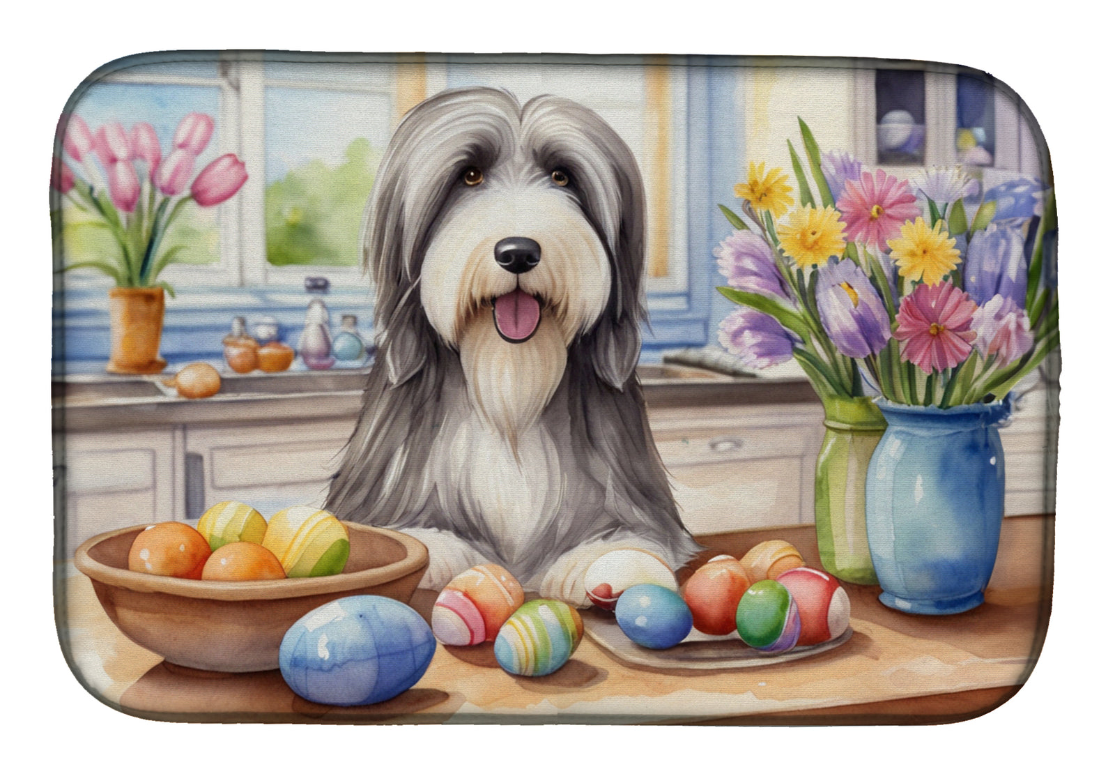 Buy this Decorating Easter Bearded Collie Dish Drying Mat