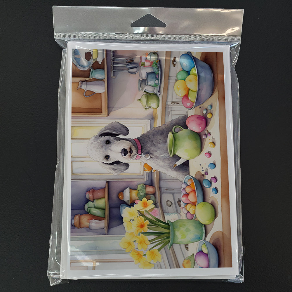 Decorating Easter Bedlington Terrier Greeting Cards Pack of 8